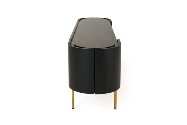 Modrest Bowie Mid Century Modern Black Oak & Brass Tv Stand Model VGDWJ9942