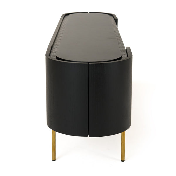 Bowie Mid-Century Modern Black Oak + Brass TV Stand