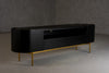 Bowie Mid-Century Modern Black Oak + Brass TV Stand