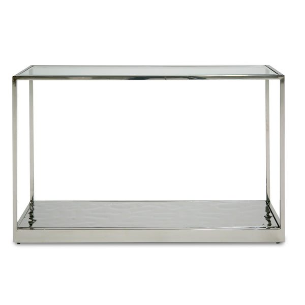 Braxton Contemporary Clear Wave Glass Console Table