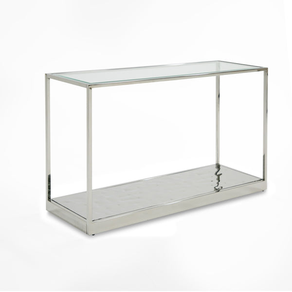 Braxton Contemporary Clear Wave Glass Console Table