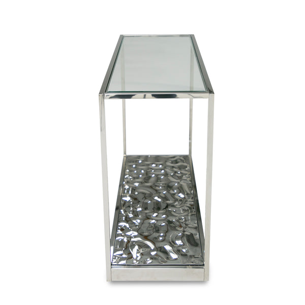 Braxton Contemporary Clear Wave Glass Console Table
