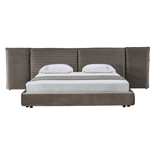Eastern King Breslow Modern Dark Taupe Velvet Bed