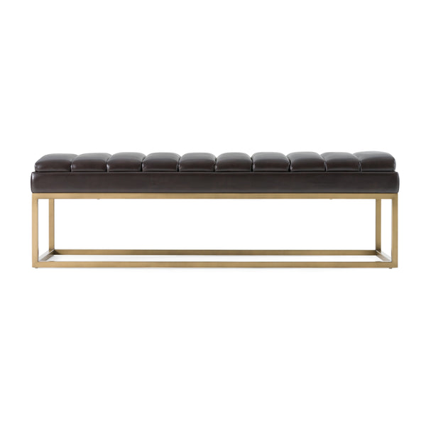 Modrest Bridger Modern Black Vegan Leather & Brass Dining Bench Model VGGA-8667BE-BLK
