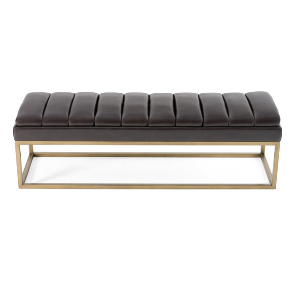Modrest Bridger Modern Black Vegan Leather & Brass Dining Bench Model VGGA-8667BE-BLK