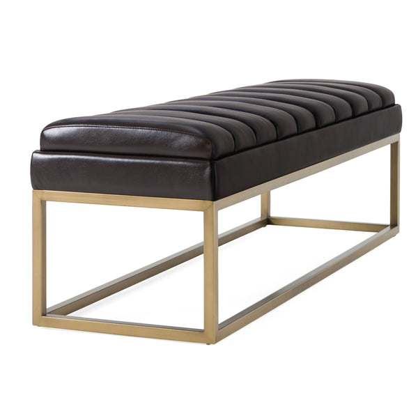 Modrest Bridger Modern Black Vegan Leather & Brass Dining Bench Model VGGA-8667BE-BLK