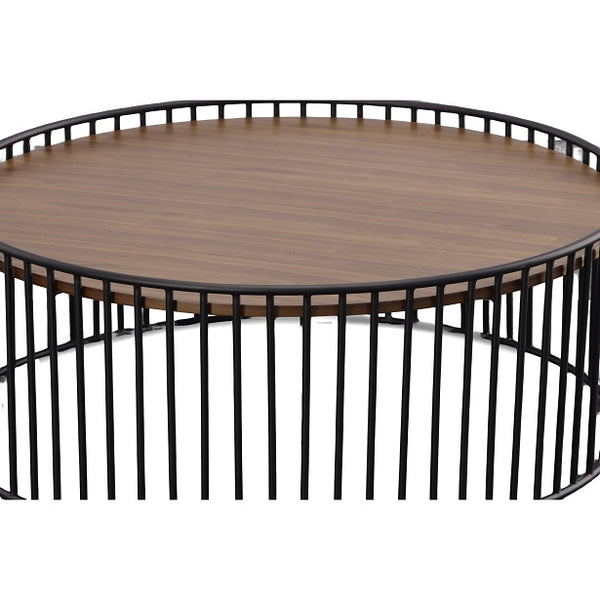 Modrest Bronson Modern Walnut & Black Round Coffee Table Model VGMAMIT-5224-COF