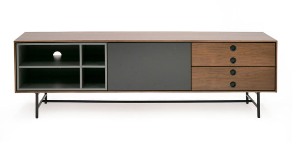 Modrest Bronson Mid Century Modern Walnut & Grey Tv Stand Model VGMABH-582
