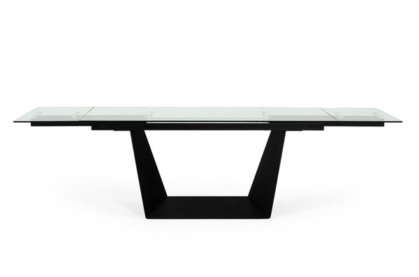Modrest Bronwin Modern Black Glass Extendable Dining Table Model VGNSGD8684-BLK-DT