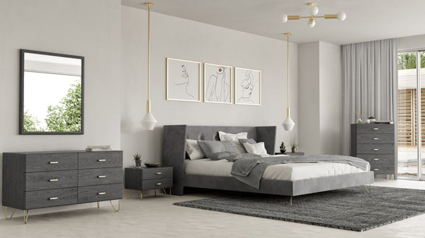 Eastern King Nova Domus Panther Contemporary Grey & Black Bedroom Set Model VGMABR-77-SET-EK