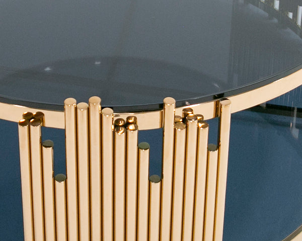 Modrest Bryce Modern Smoked Glass & Rosegold Round Coffee Table Model VGVCCT8970