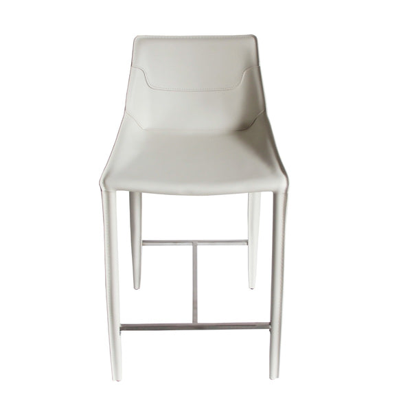 Modrest Halo Modern Ivory Saddle Leather Counter Stool Model VGYF-BS1113-I