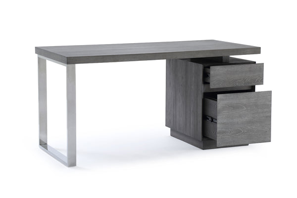 Modrest Carson Modern Grey Elm & Stainless Steel Office Desk Model VGVCBT-002-GRY