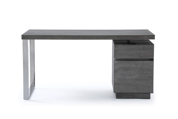 Modrest Carson Modern Grey Elm & Stainless Steel Office Desk Model VGVCBT-002-GRY