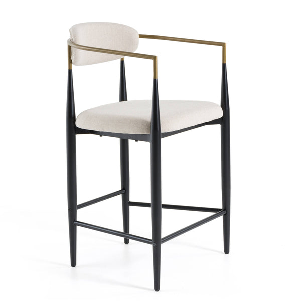 Modrest Buchtel Mid Century Modern Light Grey & Gold Arm & Black Counter Chair Model VGDWJ1313-GRY