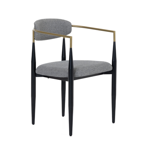 Modrest Buchtel Mid Century Modern Medium Grey & Gold Arm & Black Dining Chair Model VGDW-J1312-MEDGRY