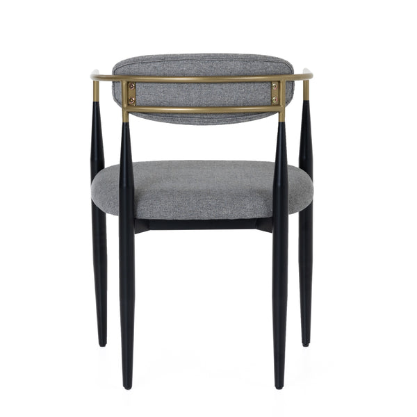 Modrest Buchtel Mid Century Modern Medium Grey & Gold Arm & Black Dining Chair Model VGDW-J1312-MEDGRY