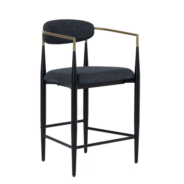 Modrest Buchtel Mid Century Modern Dark Grey & Gold Arm & Black Counter Chair Model VGDW-J1313-DKGRY