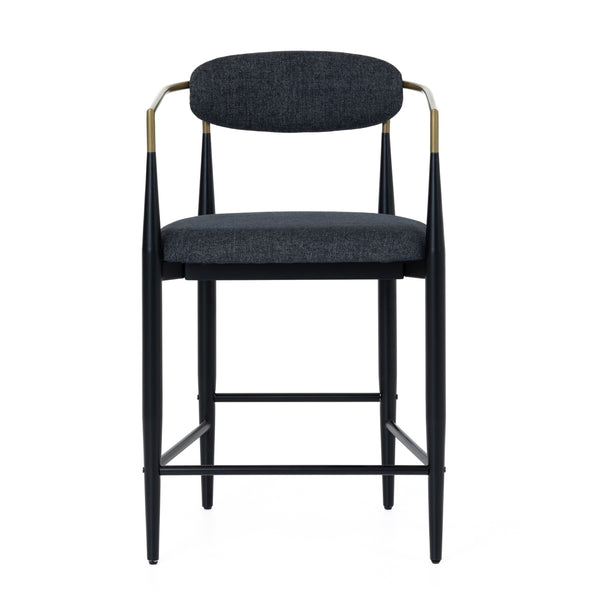 Modrest Buchtel Mid Century Modern Dark Grey & Gold Arm & Black Counter Chair Model VGDW-J1313-DKGRY