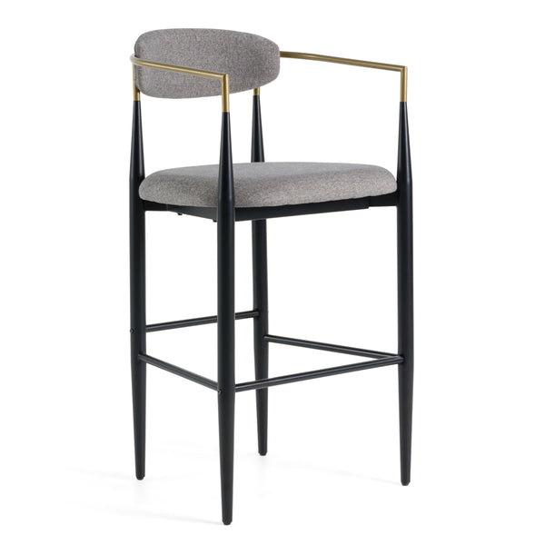 Modrest Buchtel Mid Century Modern Medium Grey & Gold Arm & Black Bar Chair Model VGDW-J1314-MEDGRY