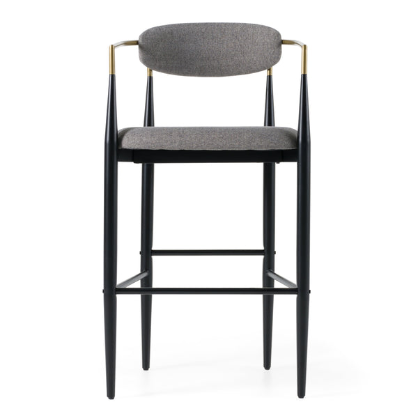 Modrest Buchtel Mid Century Modern Medium Grey & Gold Arm & Black Bar Chair Model VGDW-J1314-MEDGRY
