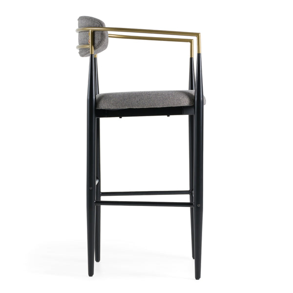 Modrest Buchtel Mid Century Modern Medium Grey & Gold Arm & Black Bar Chair Model VGDW-J1314-MEDGRY