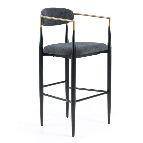 Modrest Buchtel Mid Century Modern Dark Grey & Gold Arm & Black Bar Chair Model VGDW-J1314-DKGRY