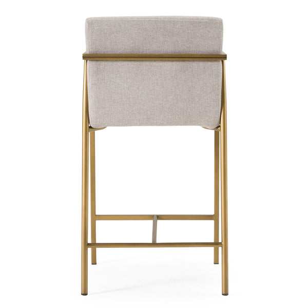 Modrest Burnham Contemporary Light Grey Fabric & Brass Counter StoolModel VGGA-6960CH-C-CS