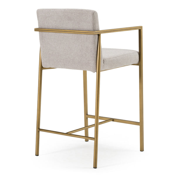 Modrest Burnham Contemporary Light Grey Fabric & Brass Counter StoolModel VGGA-6960CH-C-CS