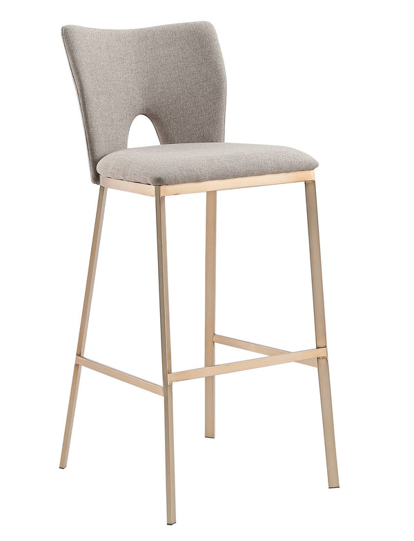 Burton Glam Greige Fabric + Brass Bar Stool (Set of 2)