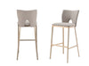 Burton Glam Greige Fabric + Brass Bar Stool (Set of 2)