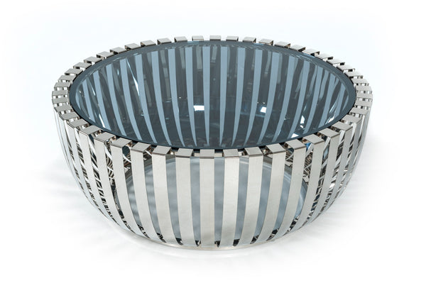 Modrest Cage Modern Stainless Steel Round Coffee Table With Glass Top Model VGVCCT120901