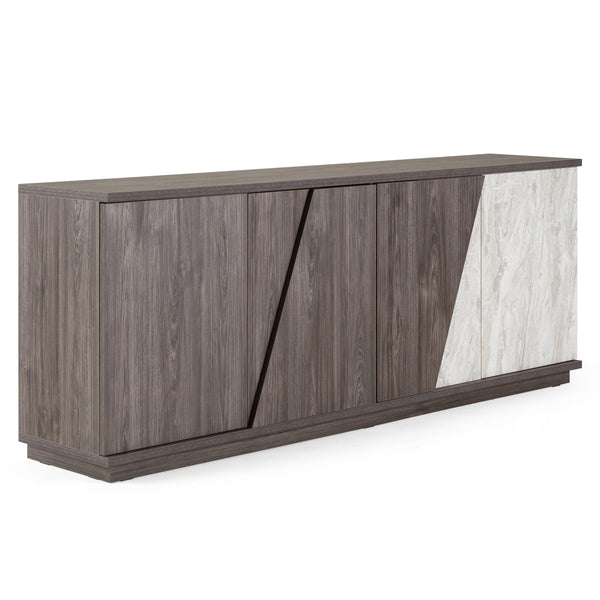 Nova Domus Cairo Modern Grey Elm And White | Grey Marble Pattern Buffet Model VGAC-CAIRO-GR-BF