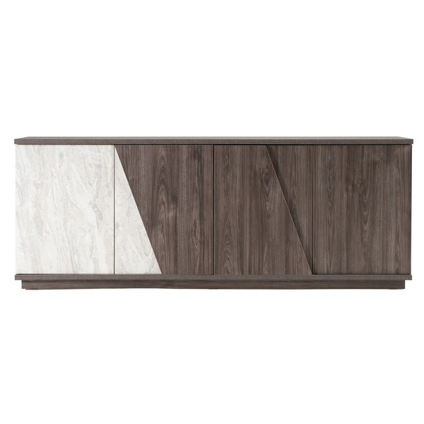Nova Domus Cairo Modern Grey Elm And White | Grey Marble Pattern Buffet Model VGAC-CAIRO-GR-BF