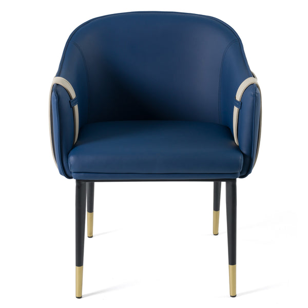 Modrest Calderon Blue & Beige Vegan Leather Dining Chair Model VGVCB065-BLU-DC