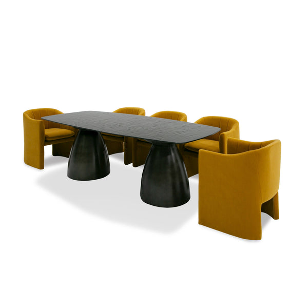 Modrest Calexico Contemporary Black Wave Glass Wide Rectangular Dining Table Model VGGMDT-1717B