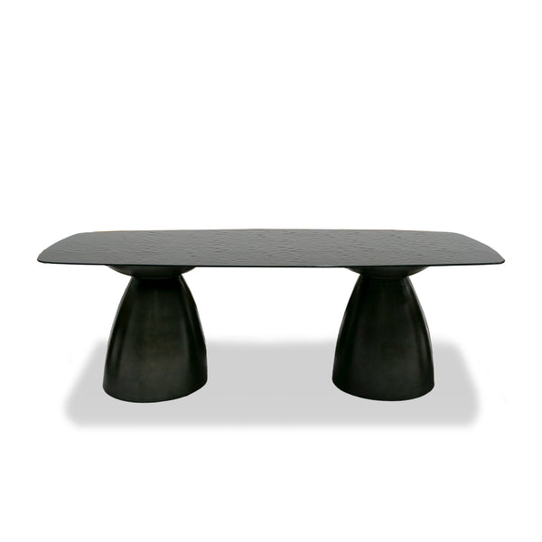 Modrest Calexico Contemporary Black Wave Glass Rectangular Dining Table Model VGGMDT-1717A