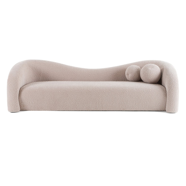 Calico Contemporary Beige Pebble Fabric 3-Seat Sofa