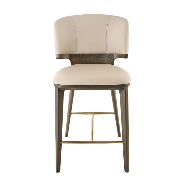 Modrest Calvary Mid Century Modern Beige Vegan Leather & Grey Ash Counter Chair Model VGCS-BS-23022-BGE