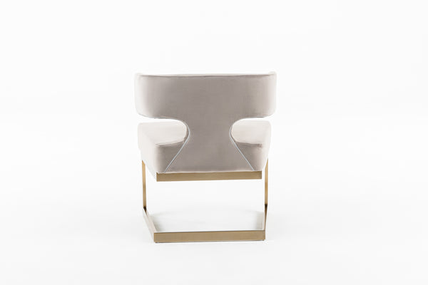 Modrest Calvo Modern Off White Velvet & Brass Dining Chair Model VGVCB897A-OWHT