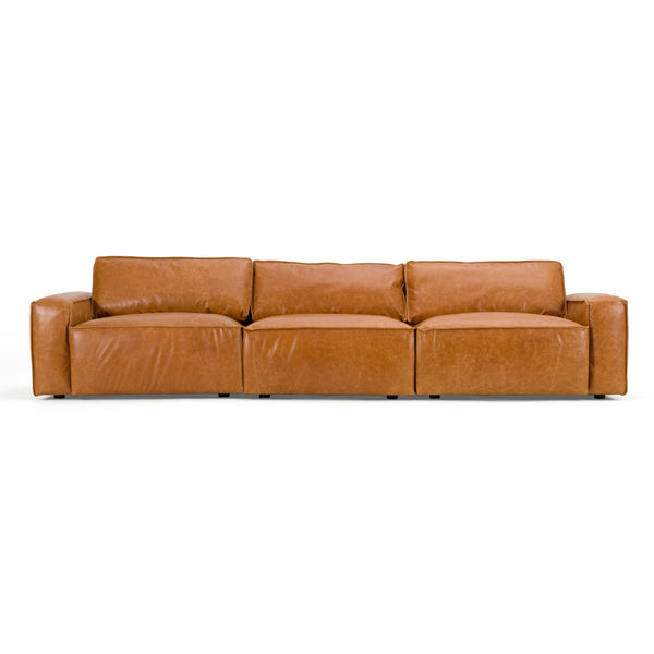 Cambria Modern Cognac Leather Sofa