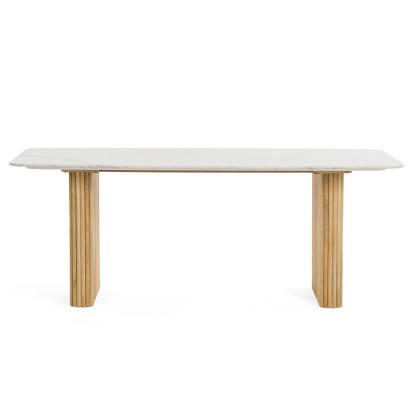 Cambridge White Marble & Mango Rectangular Dining Table