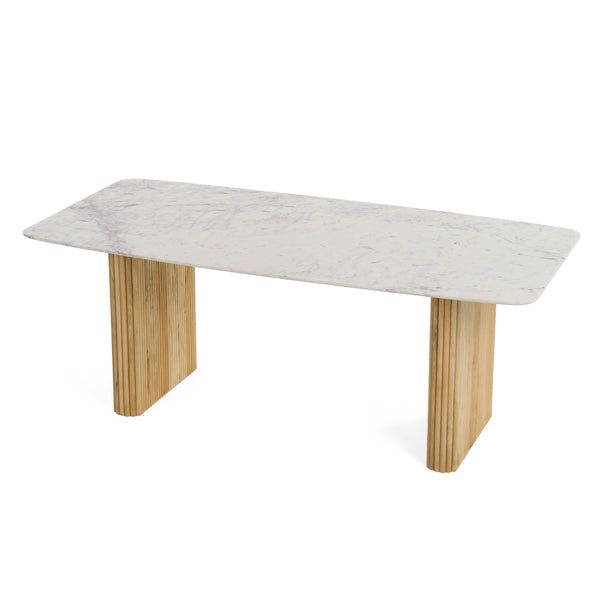 Modrest Cambridge White Marble & Mango Rectangular Dining Table Model VGEDRID120004-RCT