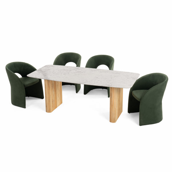 Cambridge White Marble & Mango Rectangular Dining Table