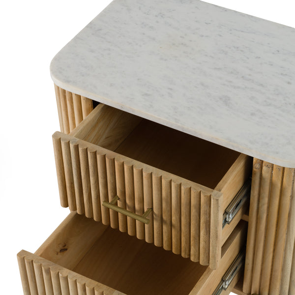 Modrest Cambridge White Marble & Mango 2 Drawer Nightstand Model VGED-RID104711