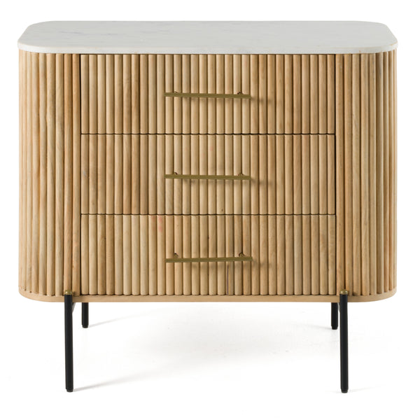 Modrest Cambridge White Marble & Mango 3 Drawer Dresser Model VGED-RID108312