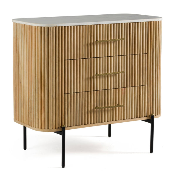 Cambridge White Marble & Mango 3 Drawer Dresser