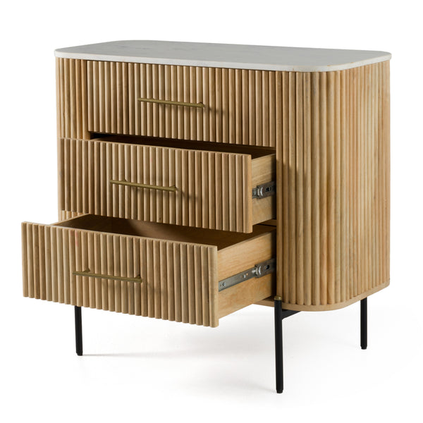 Modrest Cambridge White Marble & Mango 3 Drawer Dresser Model VGED-RID108312