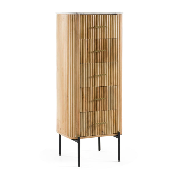 Modrest Cambridge White Marble & Mango 5 Drawer Chest Model VGED-RID105113