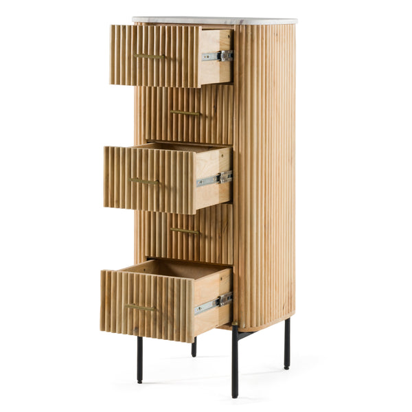 Modrest Cambridge White Marble & Mango 5 Drawer Chest Model VGED-RID105113